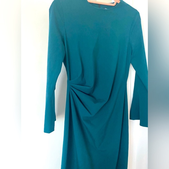Zara Draped Midi Dress w Back Slit in Deep Turquoise - Picture 2 of 9